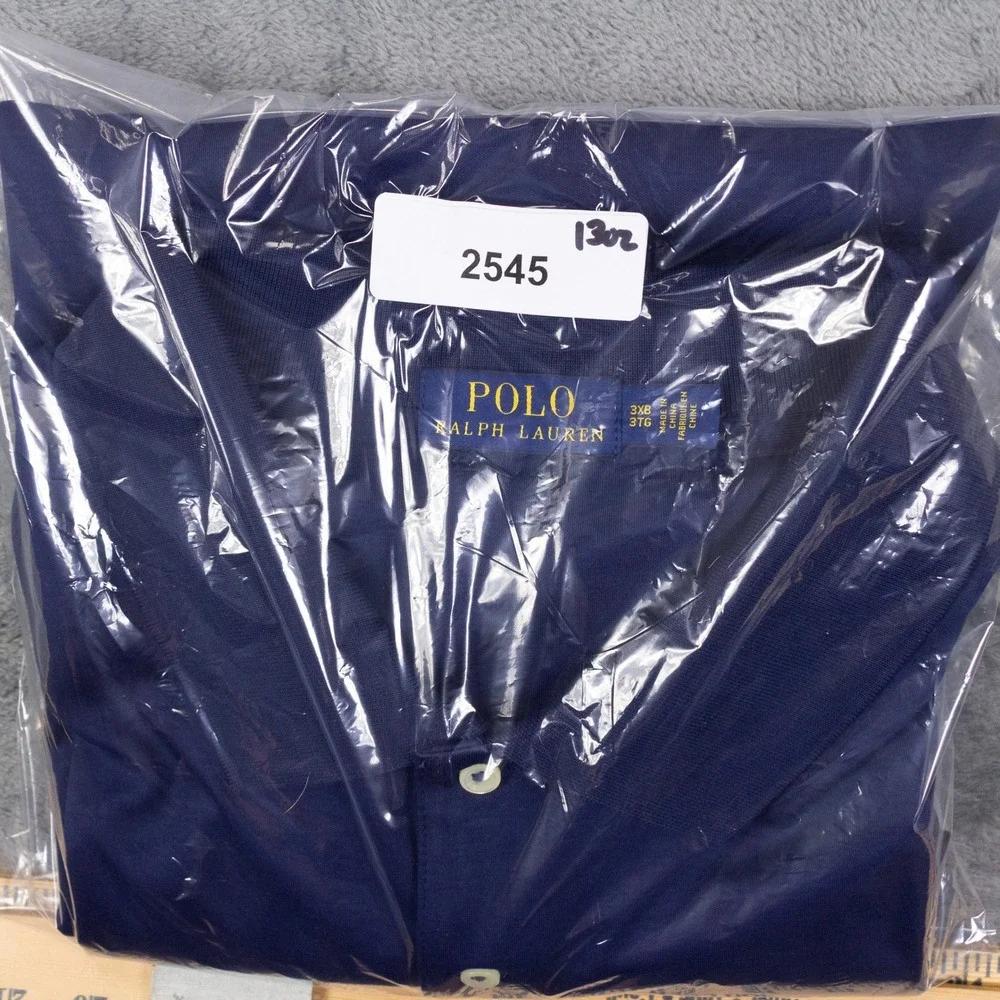 Polo Ralph Lauren Shirt Mens 3XB Navy Blue Cotton Embroidered Flesh Pony Logo